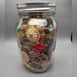 Gold Tone Mystery Jewelry Jar